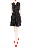 Cupcake Sprinkles & Dots A-Line Button Down Dress - Black