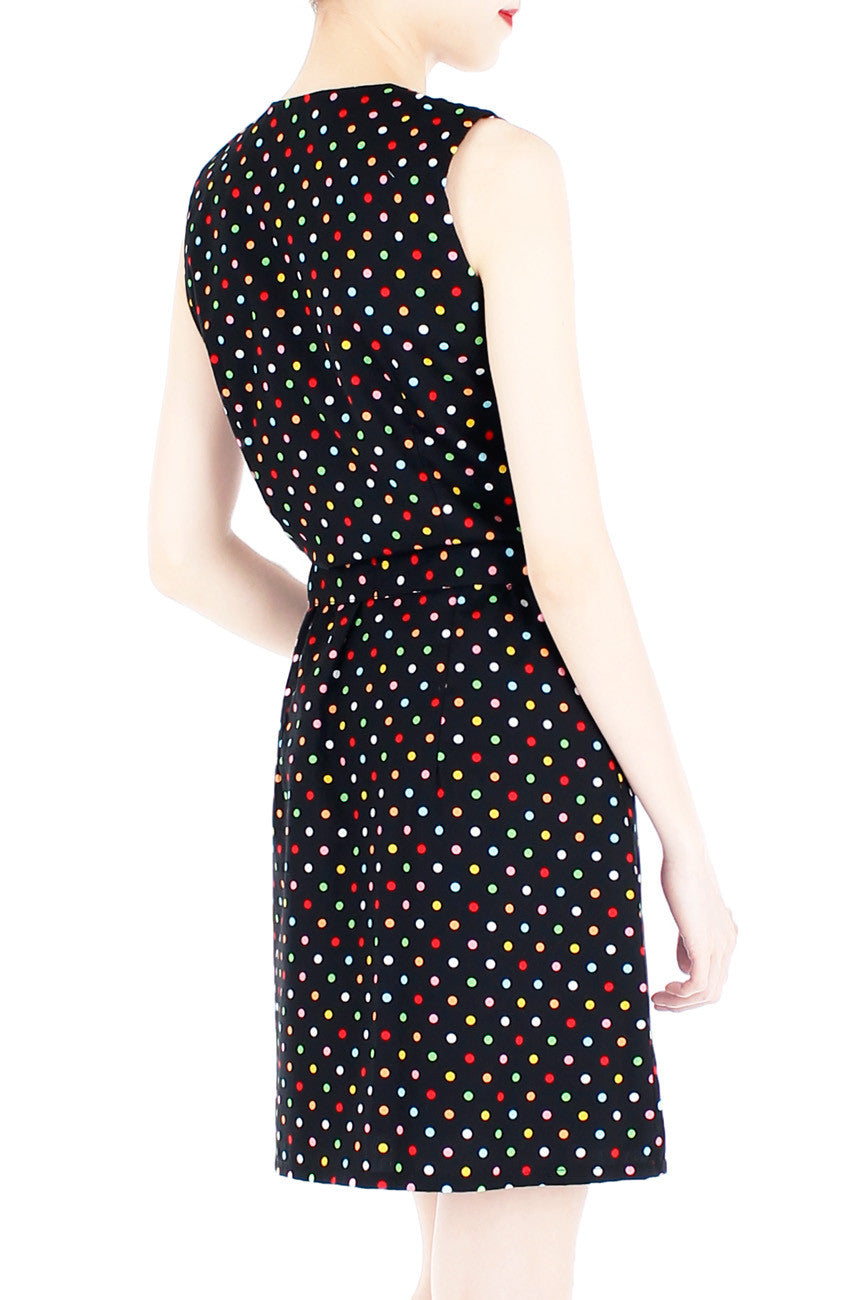 Cupcake Sprinkles & Dots A-Line Button Down Dress - Black