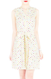Cupcake Sprinkles & Dots A-Line Button Down Dress - Vanilla