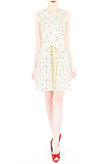 Cupcake Sprinkles & Dots A-Line Button Down Dress - Vanilla