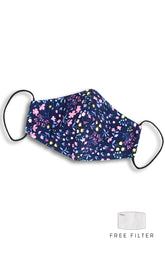 Dainty Tulip Petals Pure Cotton Face Mask - Navy