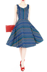 Dance the Disco Polka Dot Flare Midi Dress