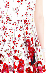 Dancing Fleur & Vines Wrap Dress with Belt - White