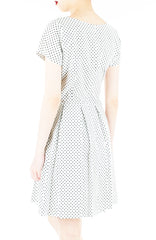 Darling Dots Flare Dress with Short Sleeves - White