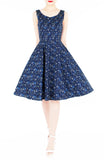 Delicate Kinmokusei Flare Midi Dress - Blue