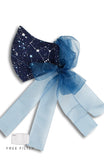 ENCHANTING Pure Cotton Face Mask with Organza Ribbons - Moonlight Galaxy