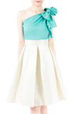Elegance Bow One-Shouldered Top - Turquoise