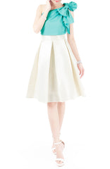 Elegance Bow One-Shouldered Top - Turquoise