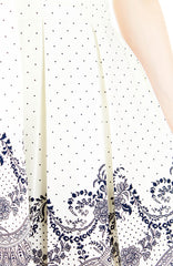 Elegant Moments in Spots & Lace Flare Dress with Obi Belt - White