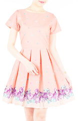 Embracing Rose Grace Flare Dress with Sleeves - Crepe Pink