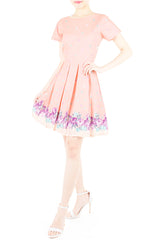 Embracing Rose Grace Flare Dress with Sleeves - Crepe Pink