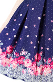 Embracing Rose Grace Flare Dress with Sleeves - Sapphire Blue