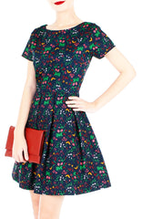 Enchanted Gardens Flare Dress with Short Sleeves
