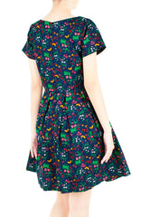 Enchanted Gardens Flare Dress with Short Sleeves