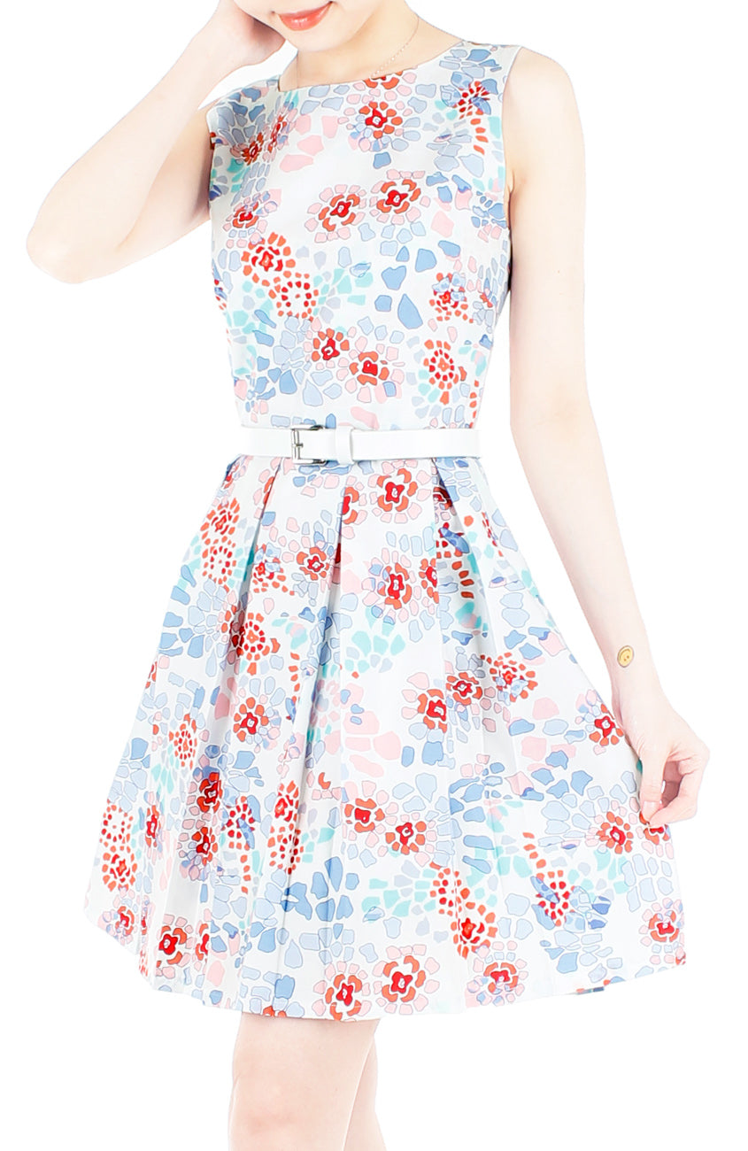 Enchanted Ice Flakes Flare Dress - Ice Blue