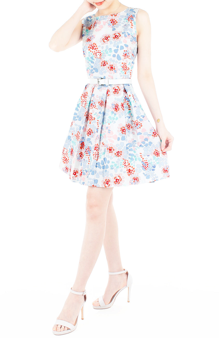 Enchanted Ice Flakes Flare Dress - Ice Blue