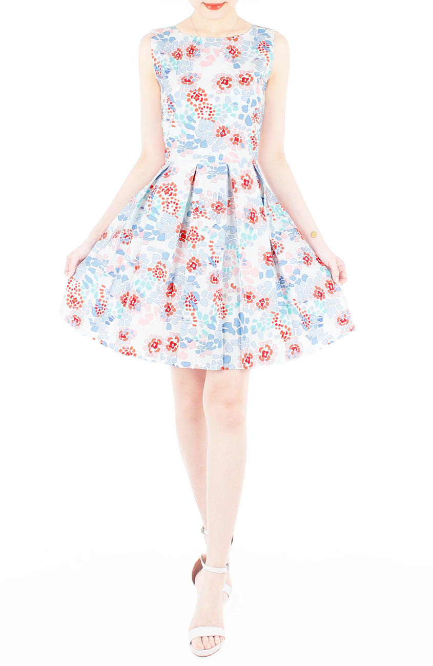Enchanted Ice Flakes Flare Dress - Ice Blue