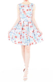 Enchanted Ice Flakes Flare Dress - Ice Blue