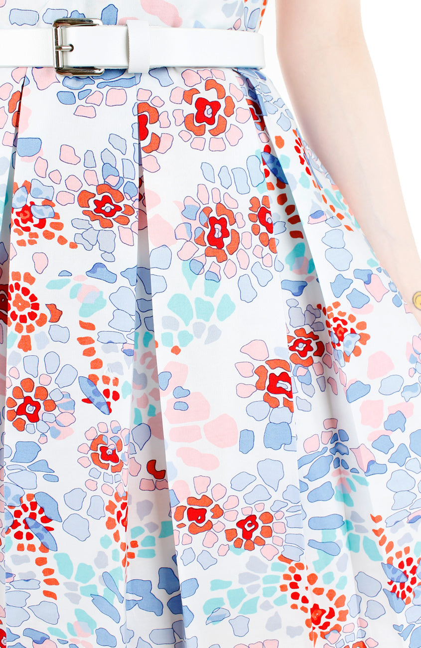 Enchanted Ice Flakes Flare Dress - Ice Blue