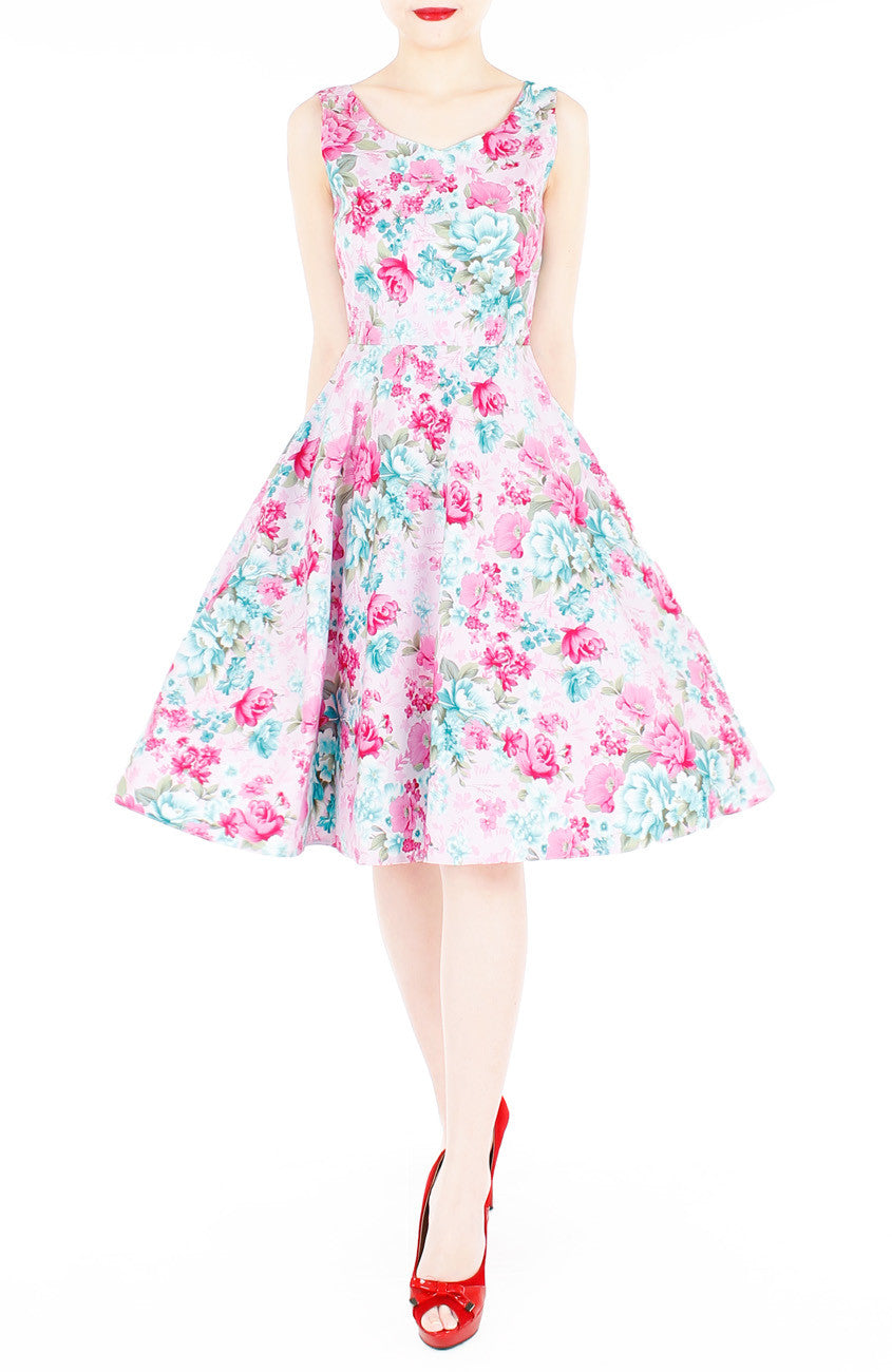 Enchanting Blooms Flare Midi Dress - Pink