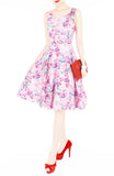 Enchanting Blooms Flare Midi Dress - Purple