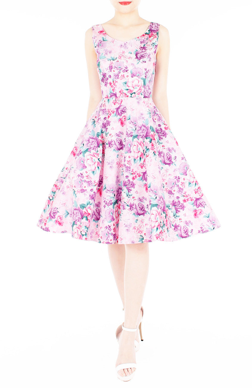 Enchanting Blooms Flare Midi Dress - Purple