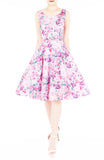 Enchanting Blooms Flare Midi Dress - Purple