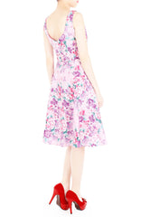 Enchanting Blooms Flare Midi Dress - Purple