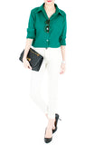Endless Vacation Boyfriend Long Sleeve Boyfriend Shirt - Emerald Green
