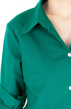 Endless Vacation Boyfriend Long Sleeve Boyfriend Shirt - Emerald Green