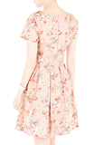 English Rose High-Tea Flare Dress with Short Sleeves - Blush Pink