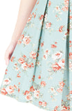 English Rose High-Tea Flare Dress with Short Sleeves - Powder Blue