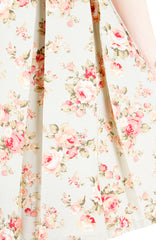 English Rose High-Tea Flare Dress with Short Sleeves – Vintage Green