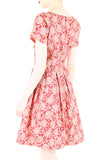 Ethereal Lace Lattice Flare Dress with Short Sleeves