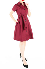 Everlasting Emma Two-way Shirtdress in Wine Red