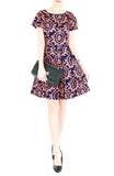 Exquisite Baroque Flare Dress with Short Sleeves