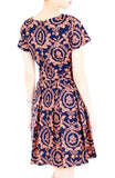 Exquisite Baroque Flare Dress with Short Sleeves