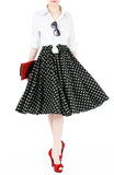 Fabulous Polka 50s Flare Skirt - Black