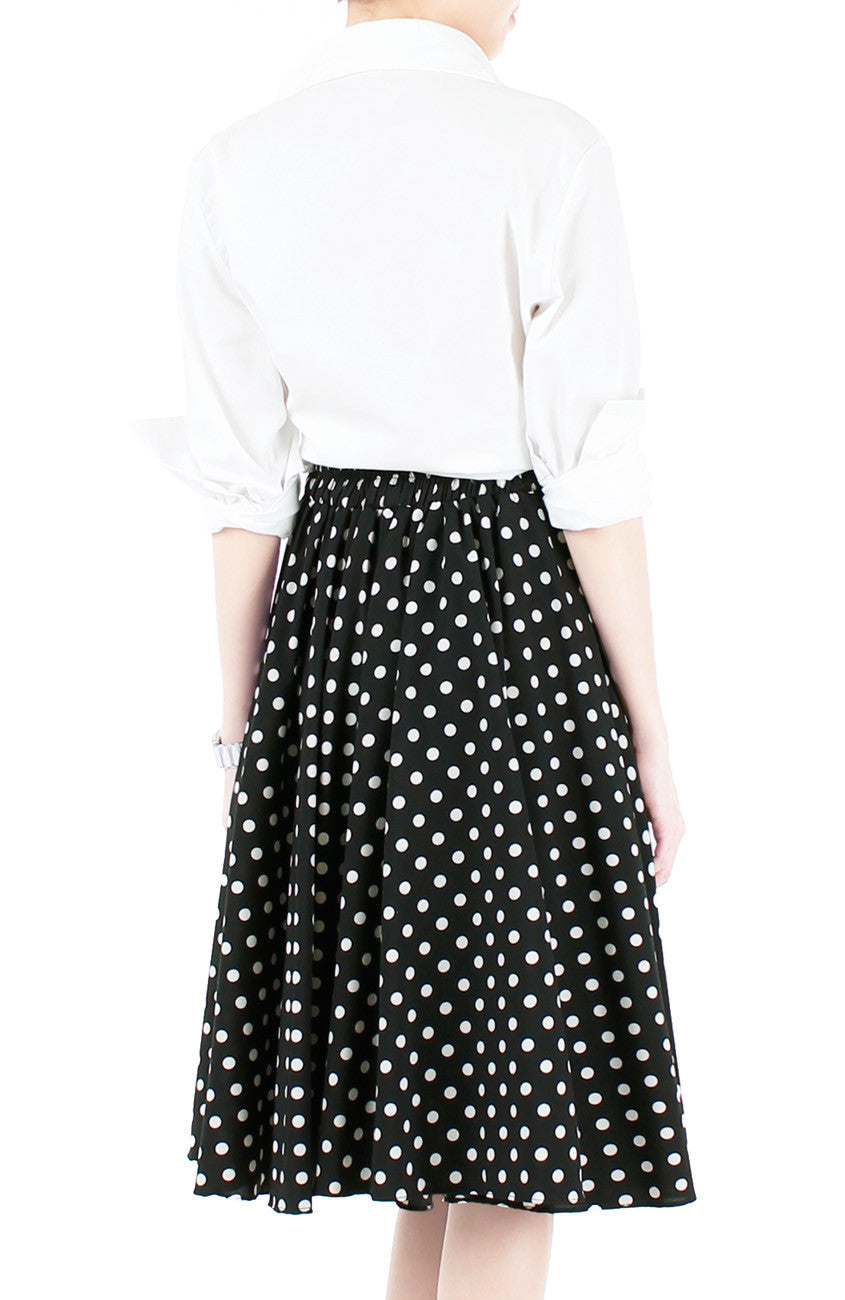 Fabulous Polka 50s Flare Skirt - Black