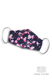 Falling Cherry Blossoms Pure Cotton Face Mask - Night Blue