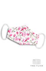 Falling Cherry Blossoms Pure Cotton Face Mask - White