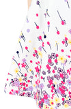 Falling Florals & Confetti Flare Dress with Violet Trims