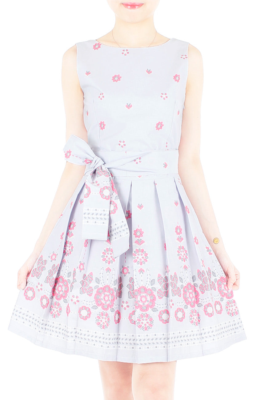 Falling Mandala Petals Two-Way Flare Dress - Lilac