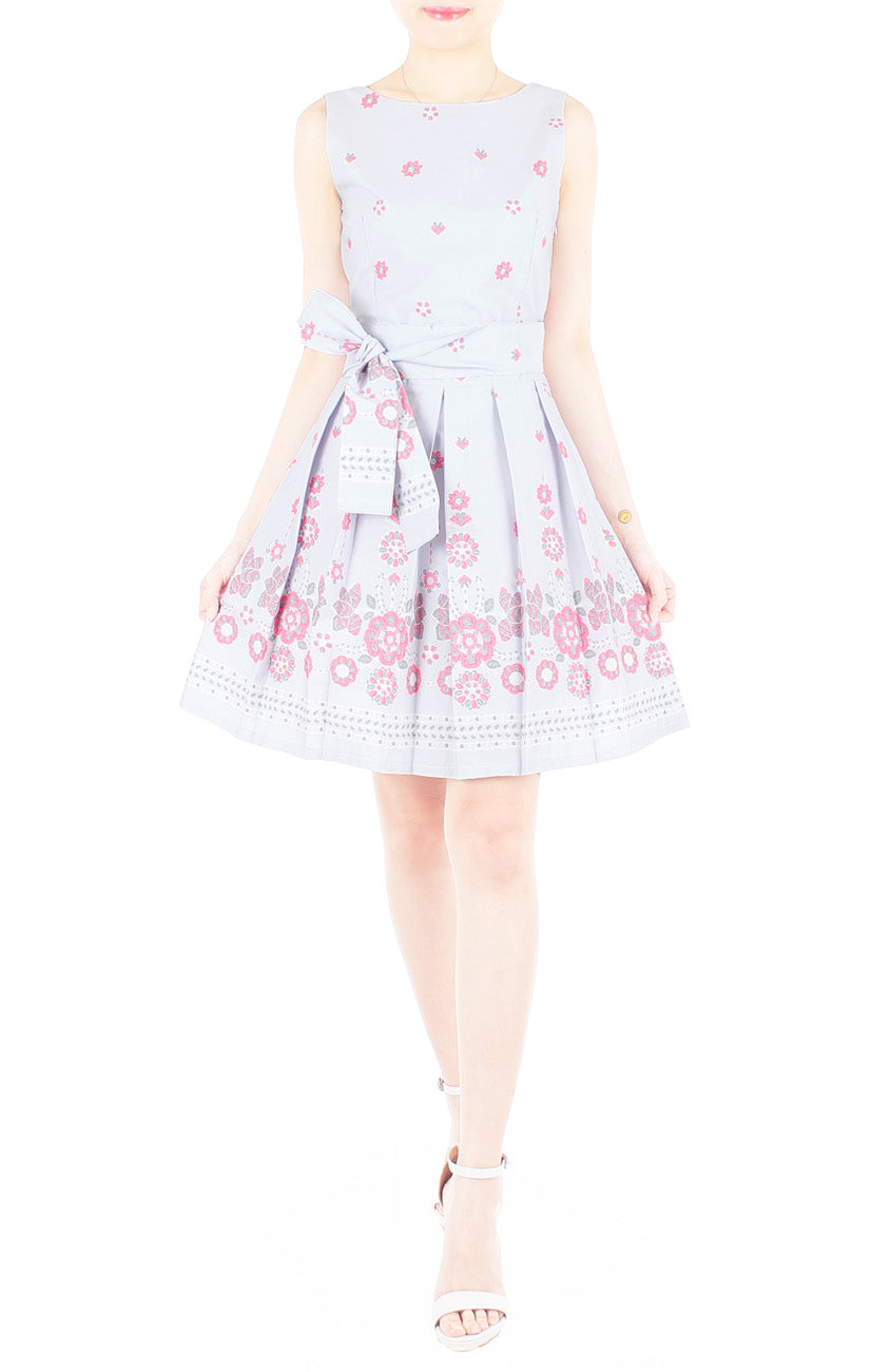 Falling Mandala Petals Two-Way Flare Dress - Lilac