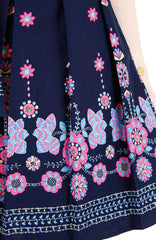 Falling Mandala Petals Two-Way Flare Dress - Night Blue