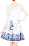 Falling Rose Blooms Two-way Flare Dress - Porcelain Blue