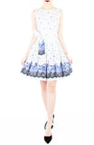 Falling Rose Blooms Two-way Flare Dress - Porcelain Blue