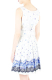 Falling Rose Blooms Two-way Flare Dress - Porcelain Blue