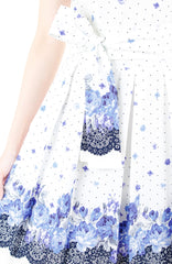 Falling Rose Blooms Two-way Flare Dress - Porcelain Blue