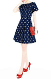Falling in Puppy Love Flare Dress with Short Sleeves